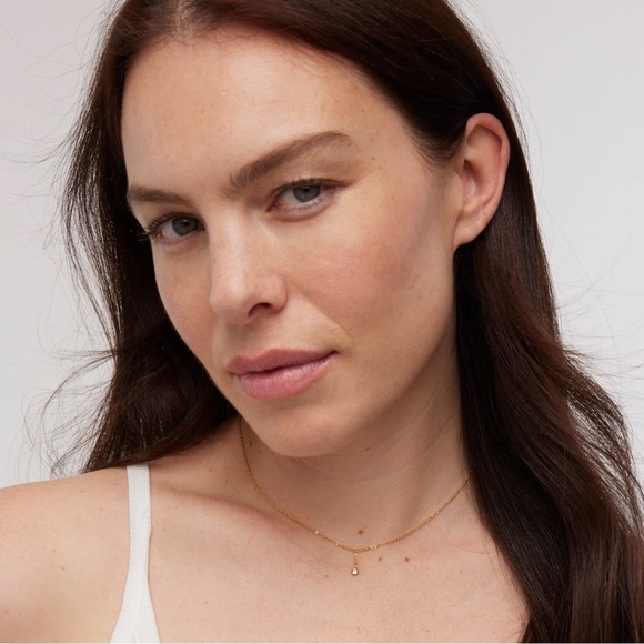 NWOT Madewell Demi-Fine Bezel Set Lariat Necklace - Picture 2 of 5